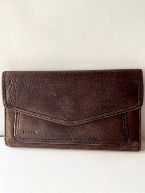 Fossil Brown Leather Trifold Wallet